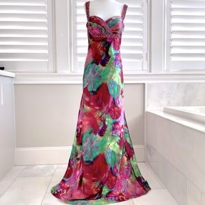 Faviana Couture Multi-Color Gem Tone Formal Pageant Prom Evening Gown